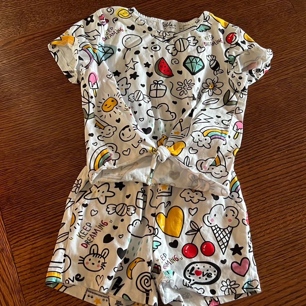 Lola And The Boys Doodle Sticker Short & Tee Set